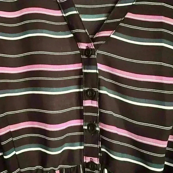 Torrid Lexie Georgette Tunic Tank Black White Purple Green Striped - Picture 6 of 6